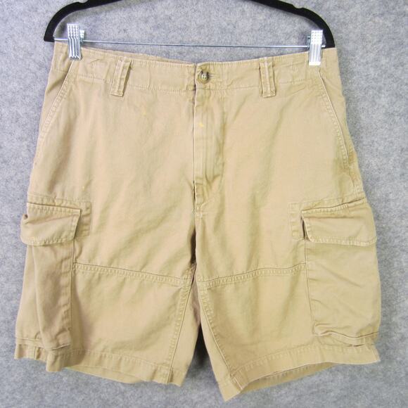 Polo Ralph Lauren Shorts Mens 31 Khaki Cargo Relaxed Fit Pony Logo Zip Fly - Picture 1 of 8